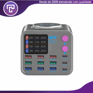 Carregador Usb Charger 12 portas ( 6 usb A + 3 Tipo C) com Carregamento por Indução N°2 - Dianba